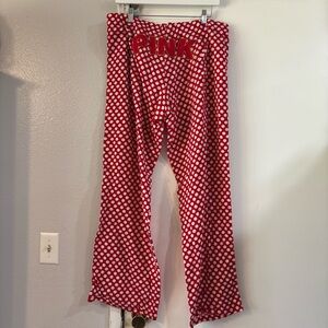 PINK Victoria’s Secret Y2K Red Polk A Dot Wide Leg Pajama Pants Baggy Booty Logo
